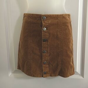 Brown Button-Up Pencil Skirt | Girls Medium High Waisted Skirt